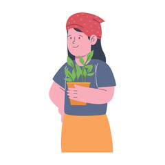 female gardener with houseplant