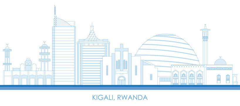 Outline Skyline Panorama Of City Of Kigali, Rwanda - Vector Illustration