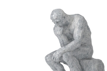 Stone thinker isolated on white background 3D illustration.