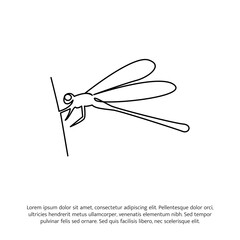Dragonfly one continuous line drawing. Cute decoration hand drawn elements. Vector illustration of minimalist style on a white background.