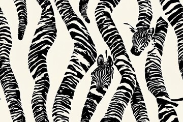 Fototapeta na wymiar Zebra seamless pattern. Black and white zebra stripes. 2d illustration zoo fabric animal skin material