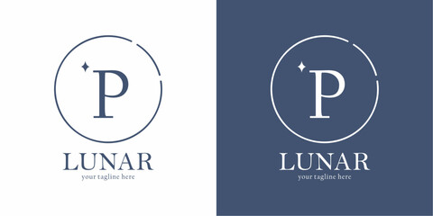 Lunar Logo Design with Letter P - obrazy, fototapety, plakaty