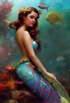 beautiful fairy mermaid under the ocean