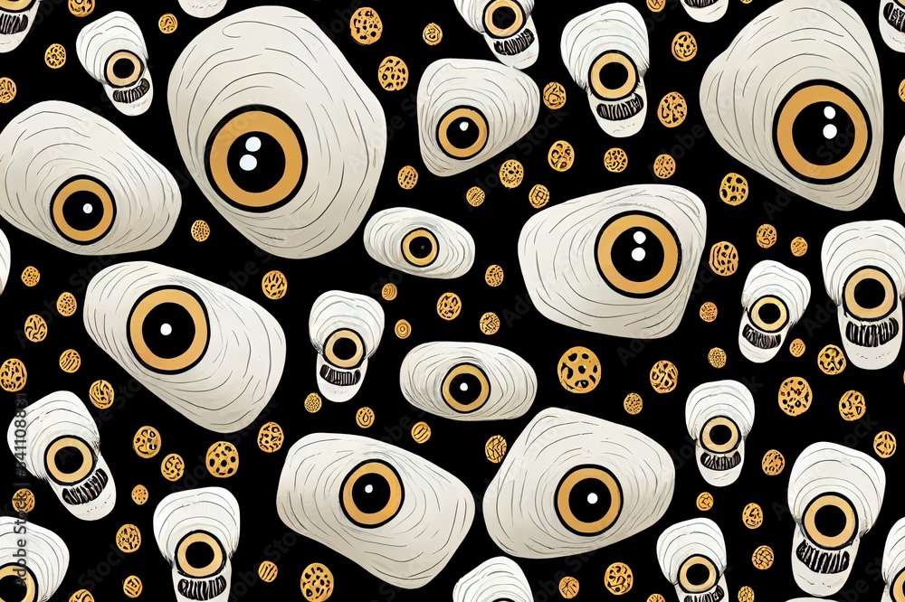 Canvas Prints Mummy Seamless Pattern with monster zombie eyes