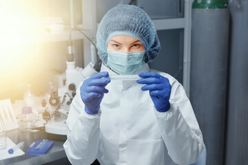 Scientist or nurse in a Medical Research Laboratory. Biochemistry