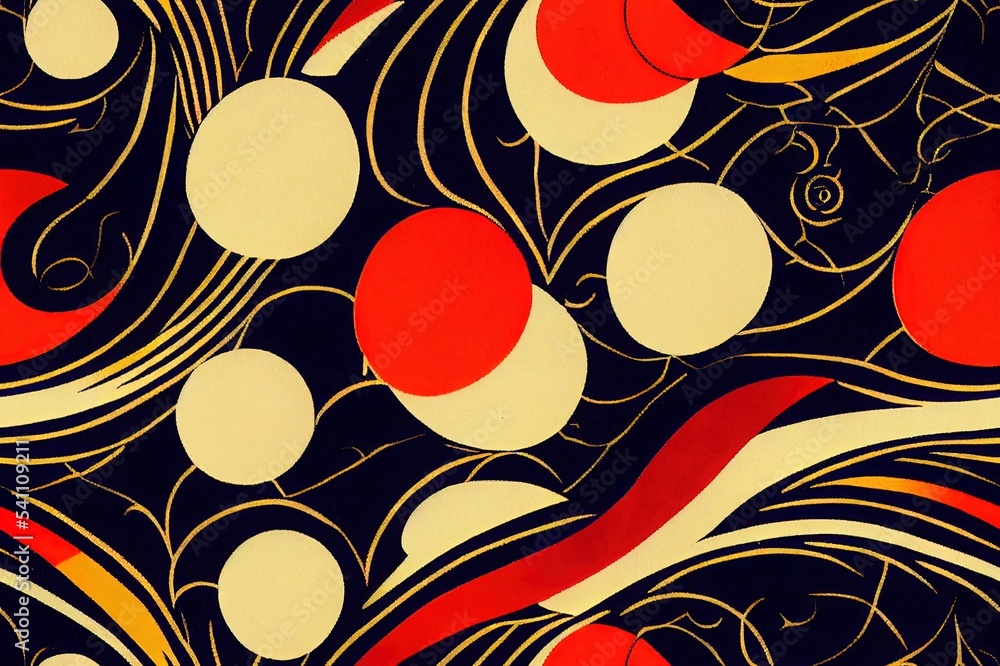 Poster mega mendung motif, batik motif typical of west java indonesia, curved line pattern with cloud objec