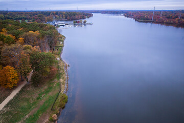 Obraz premium Aerial Drone Autumn Sunrise in Mercer New Jersey