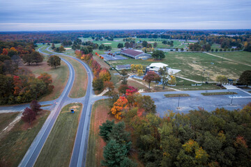 Aerial Drone Autumn Sunrise in Mercer New Jersey