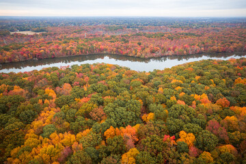 Aerial Drone Autumn Sunrise in Mercer New Jersey