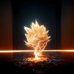 AI-generated digital art of an illuminated lightning explosion on a dark background