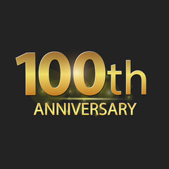 Gold 100th year anniversary celebration elegant logo
