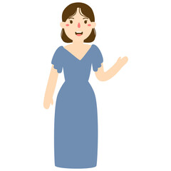 Bridesmaid in Blue Gown Wedding Ceremony