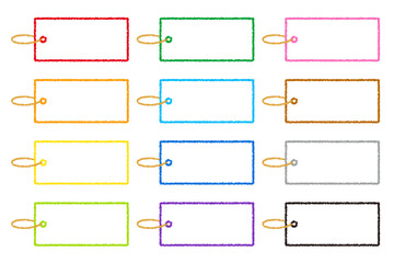 クレヨン素材 長方形のタグ 12色セット