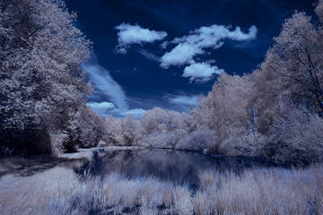 infrared photography - ir photo of landscape under sky with clouds - the art of our world in the...