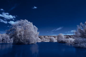 infrared photography - ir photo of landscape under sky with clouds - the art of our world in the...
