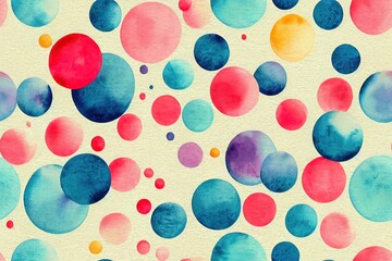 Fototapeta na wymiar Watercolor seamless pattern with pastel color dots. Isolated on white background. Hand drawn clipart. Perfect for card, fabric, tags, invitation, printing, wrapping.