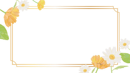 ナチュラルでボタニカルな花のイラスト上下斜め背景(4：3)