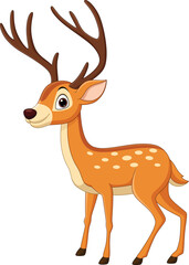 Cartoon funny deer on white background