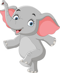 Cartoon happy baby elephant posing