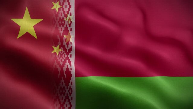 China Belarus Flag Loop Background 4K