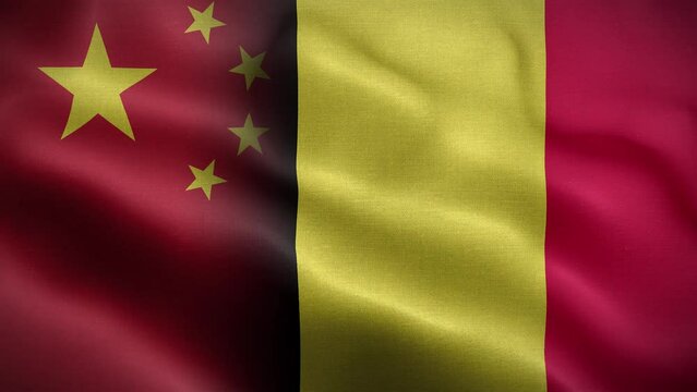 China Belgium Flag Loop Background 4K