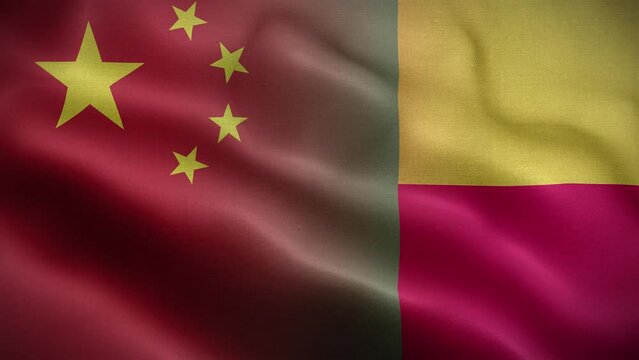 China Benin Flag Loop Background 4K