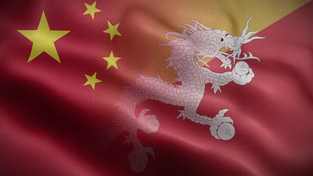 China Bhutan Flag Loop Background 4K
