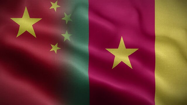 China Cameroon Flag Loop Background 4K