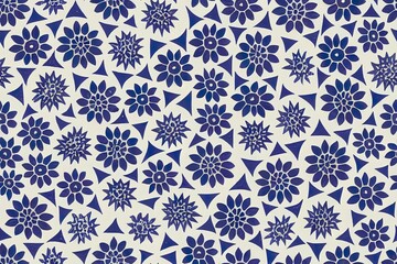 Talavera pattern. Indian patchwork. Azulejos portugal. Turkish ornament. Moroccan tile mosaic. Ceramic tableware, folk print. Spanish pottery. Ethnic background. Mediterranean seamless wallpaper.