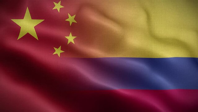 China Colombia Flag Loop Background 4K