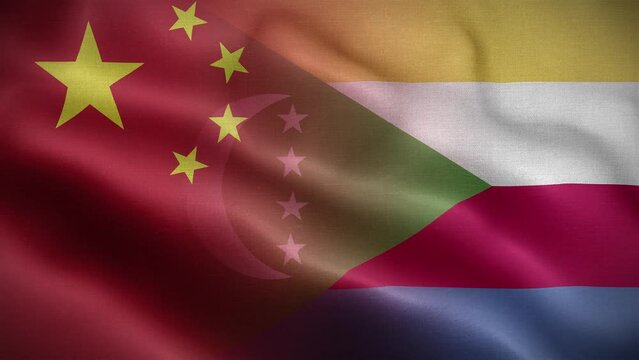China Comoros Flag Loop Background 4K