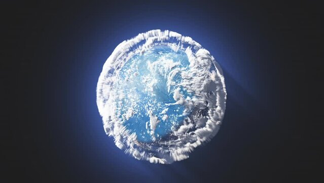 大気汚染を描いた架空の地球。高い高度の雲と大気が破壊され、地球上から消し飛ぶ。