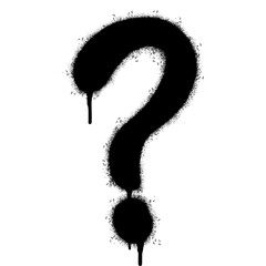 Spray Painted Graffiti Question Icon Sprayed isolated with a white background. graffiti Question symbol with over spray in black over white. Vector illustration. © Doa Bunda