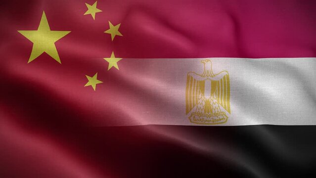 China Egypt Flag Loop Background 4K