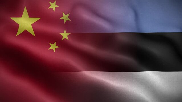 China Estonia Flag Loop Background 4K