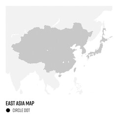 世界地図ドット 東アジア地域 国別にグループ