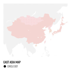 世界地図ドット 東アジア地域 国別にグループ