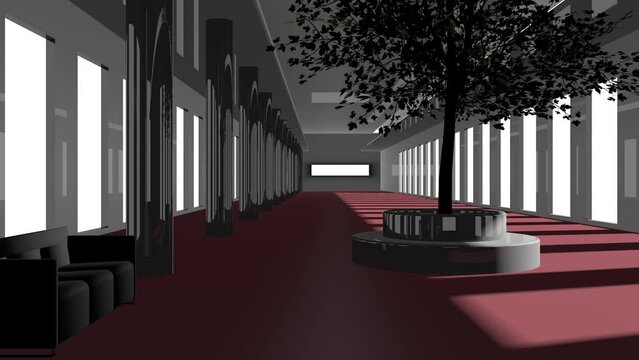 廊下の空間を前に進む