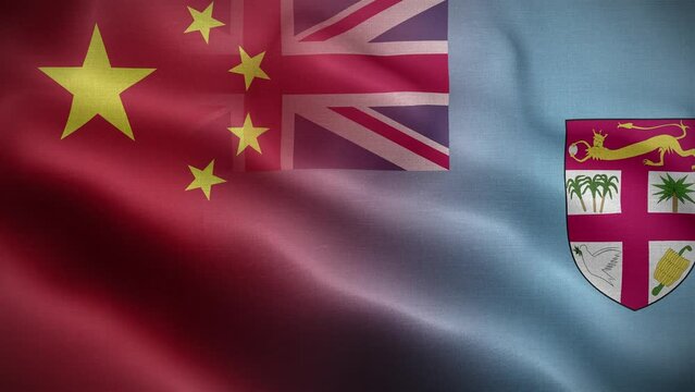 China Fiji Flag Loop Background 4K