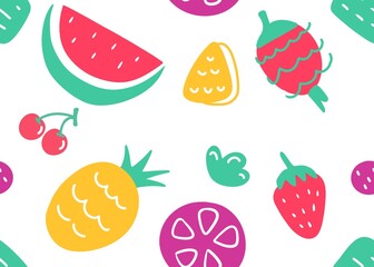 pattern with fruits watermelon and pineapple 