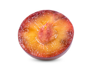 slice cherry plum isolated on  transparent png