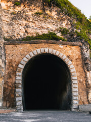 Fototapeta na wymiar Tunnel Guajataca arc entrance architecture in the coast of Puerto Rico, Isabela 