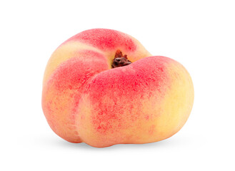 Ripe chinese flat peach fruit  isolated on transparent png