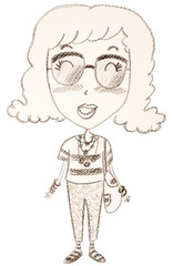 Woman cartoon drawing isolated