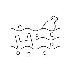 Water pollution icon, such as, pollution, dirty, bin, plastic, industry waste , world water day, waste. isolated on white background. vector illustration