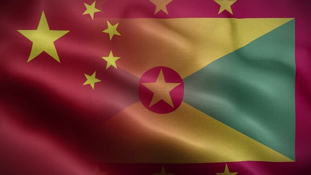 China Grenada Flag Loop Background 4K