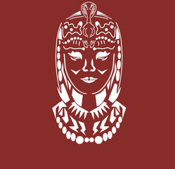 icon logo of cleopatra queen with line art concept