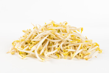 raw mung bean sprouts isolated on White Background