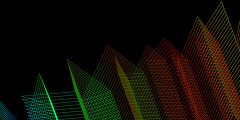 Futuristic black background with colorful lines design