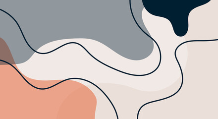 Fashion Stylish Templates with Organic Abstract Shapes and Line in Nude Pastel Colors Minimalist Background with Copy Space for Text or Message